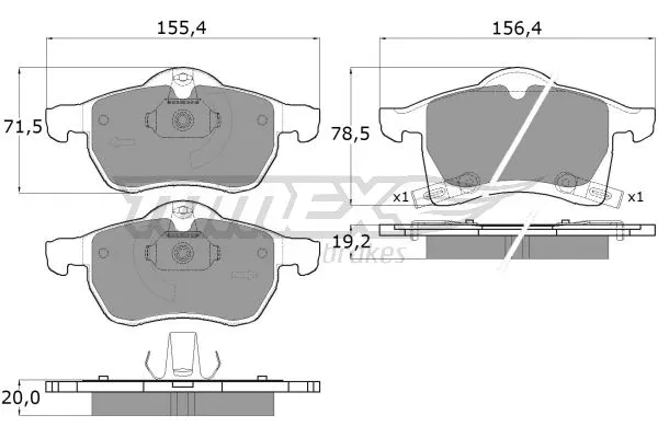 TX 12-22 TOMEX Brakes Комплект тормозных колодок, дисковый тормоз (фото 2)