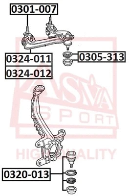 0320-013 ASVA Шарнир независимой подвески / поворотного рычага (фото 1)
