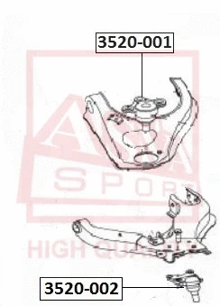 3520-002 ASVA Шарнир независимой подвески / поворотного рычага (фото 1)
