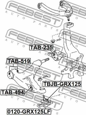 0120-GRX125LF FEBEST Шарнир независимой подвески / поворотного рычага (фото 2)