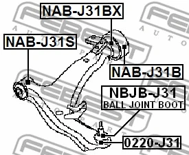 0220-J31 FEBEST Шарнир независимой подвески / поворотного рычага (фото 2)