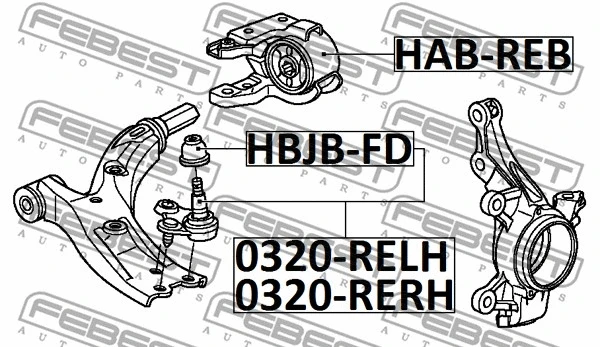 0320-RELH FEBEST Шарнир независимой подвески / поворотного рычага (фото 2)