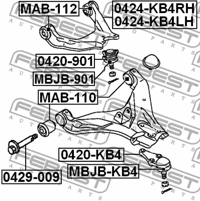 0420-KB4 FEBEST Шарнир независимой подвески / поворотного рычага (фото 2)