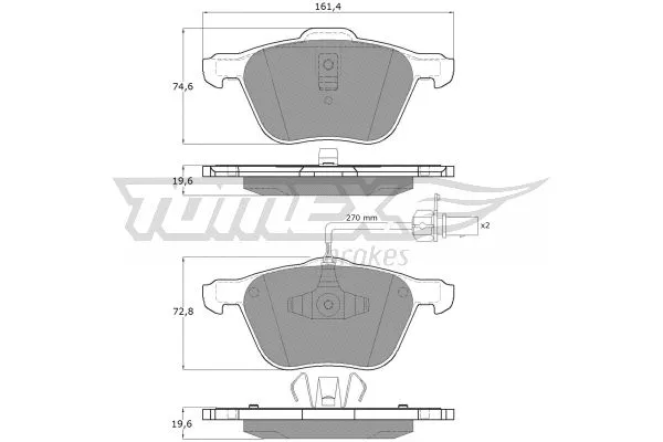 TX 12-56 TOMEX Brakes Комплект тормозных колодок, дисковый тормоз (фото 2)