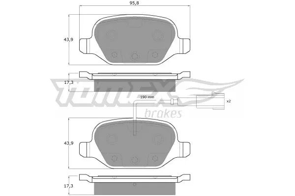 TX 12-703 TOMEX Brakes Комплект тормозных колодок, дисковый тормоз (фото 2)