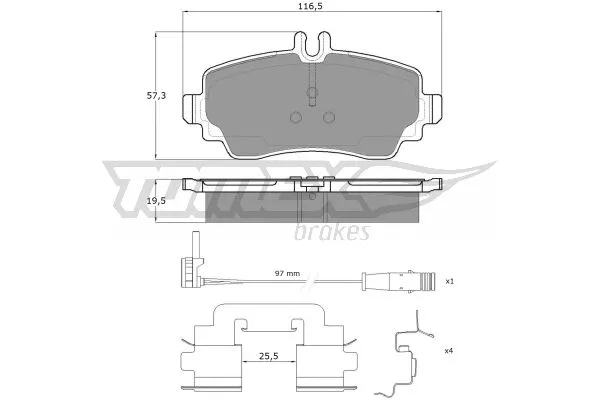 TX 12-751 TOMEX Brakes Комплект тормозных колодок, дисковый тормоз (фото 2)