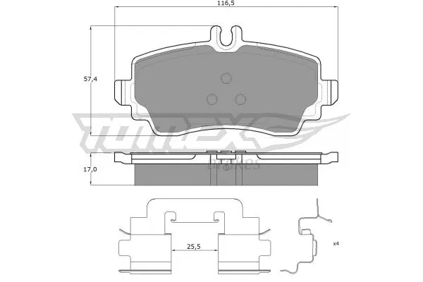 TX 12-76 TOMEX Brakes Комплект тормозных колодок, дисковый тормоз (фото 1)