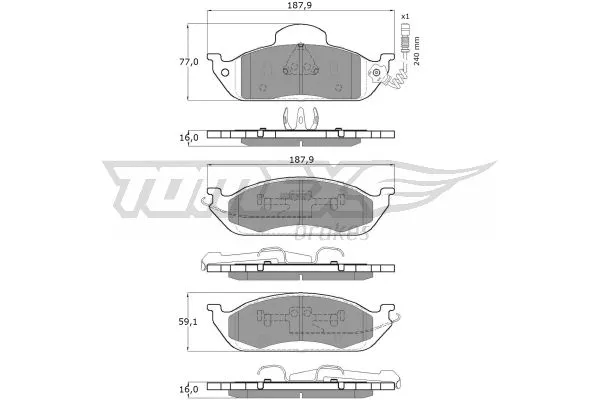 TX 12-83 TOMEX Brakes Комплект тормозных колодок, дисковый тормоз (фото 2)