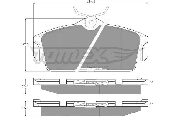 TX 12-92 TOMEX Brakes Комплект тормозных колодок, дисковый тормоз (фото 2)