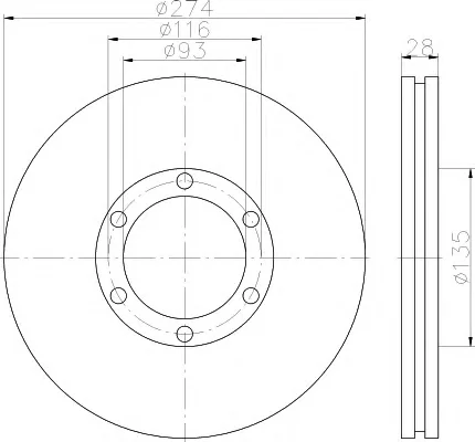 8DD 355 117-691 BEHR/HELLA/PAGID Тормозной диск (фото 1)