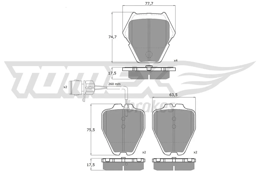 TX 13-15 TOMEX Brakes Комплект тормозных колодок, дисковый тормоз (фото 1)