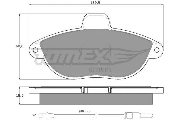TX 13-35 TOMEX Brakes Комплект тормозных колодок, дисковый тормоз (фото 2)