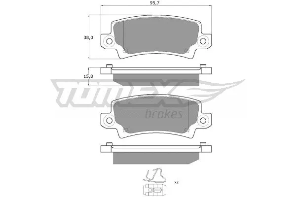 TX 13-75 TOMEX Brakes Комплект тормозных колодок, дисковый тормоз (фото 2)