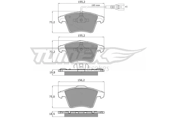 TX 13-93 TOMEX Brakes Комплект тормозных колодок, дисковый тормоз (фото 2)