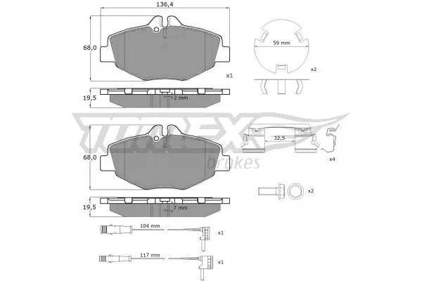 TX 14-29 TOMEX Brakes Комплект тормозных колодок, дисковый тормоз (фото 2)