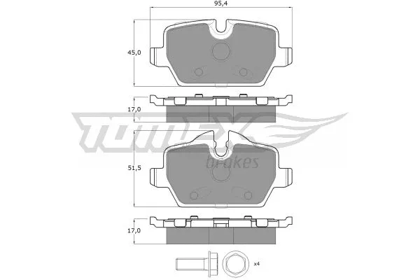 TX 14-34 TOMEX Brakes Комплект тормозных колодок, дисковый тормоз (фото 2)