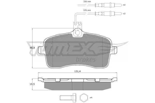 TX 14-67 TOMEX Brakes Комплект тормозных колодок, дисковый тормоз (фото 2)