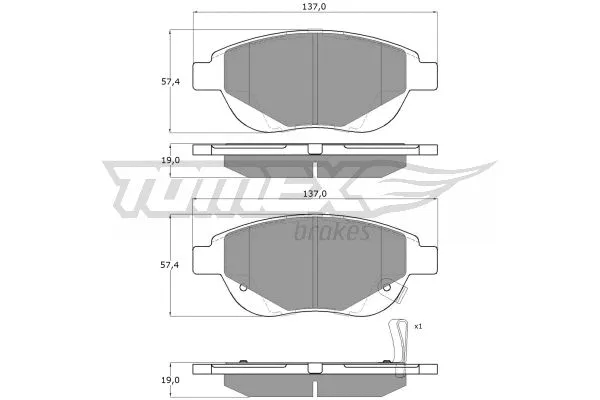 TX 14-86 TOMEX Brakes Комплект тормозных колодок, дисковый тормоз (фото 2)