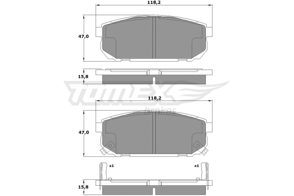 TX 14-95 TOMEX Brakes Комплект тормозных колодок, дисковый тормоз (фото 2)