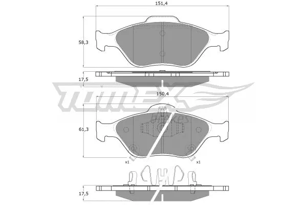 TX 15-00 TOMEX Brakes Комплект тормозных колодок, дисковый тормоз (фото 2)