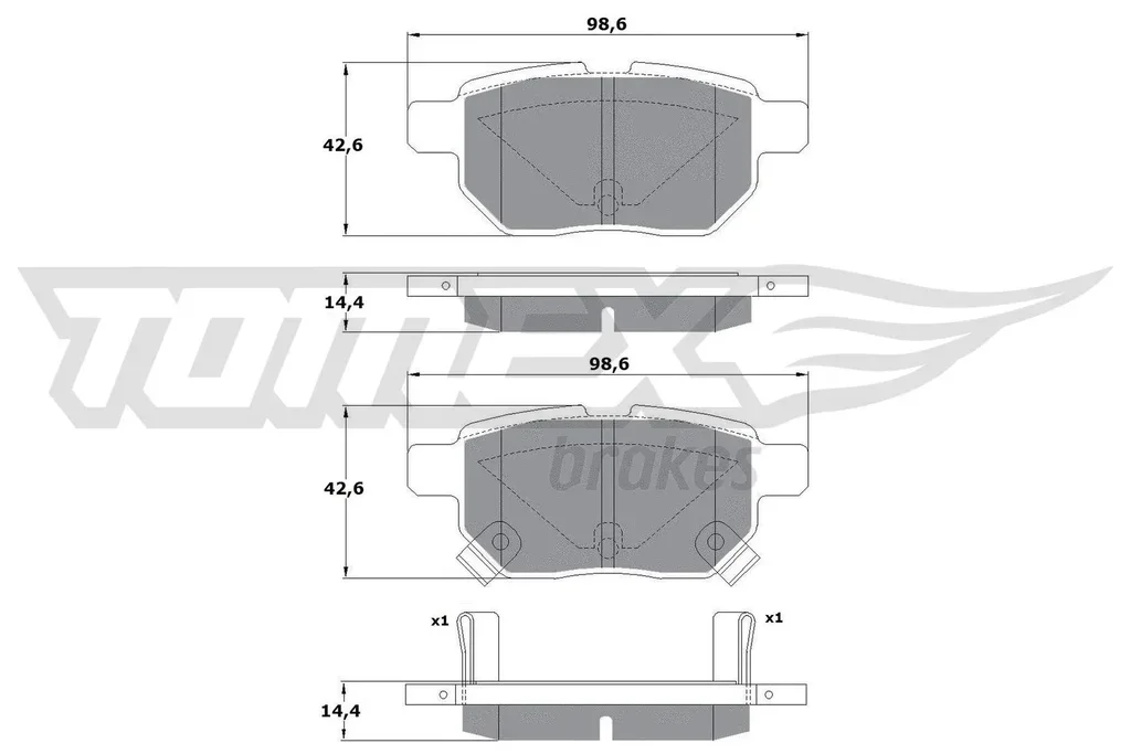 TX 15-01 TOMEX Brakes Комплект тормозных колодок, дисковый тормоз (фото 1)