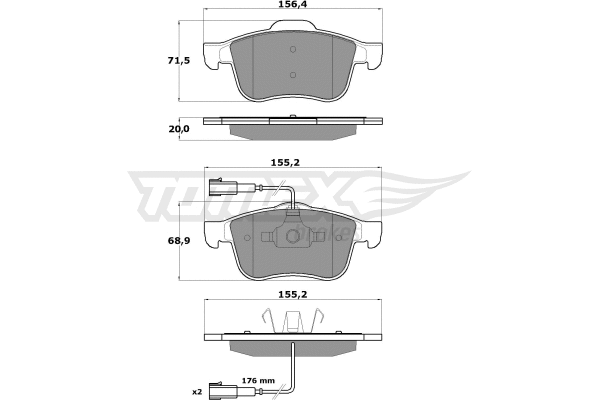 TX 15-25 TOMEX Brakes Комплект тормозных колодок, дисковый тормоз (фото 2)