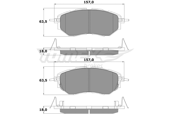 TX 15-54 TOMEX Brakes Комплект тормозных колодок, дисковый тормоз (фото 2)