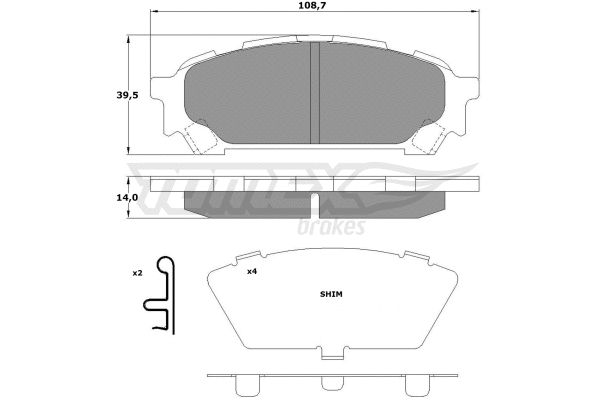 TX 15-60 TOMEX Brakes Комплект тормозных колодок, дисковый тормоз (фото 2)