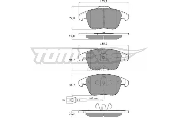 TX 15-82 TOMEX Brakes Комплект тормозных колодок, дисковый тормоз (фото 2)