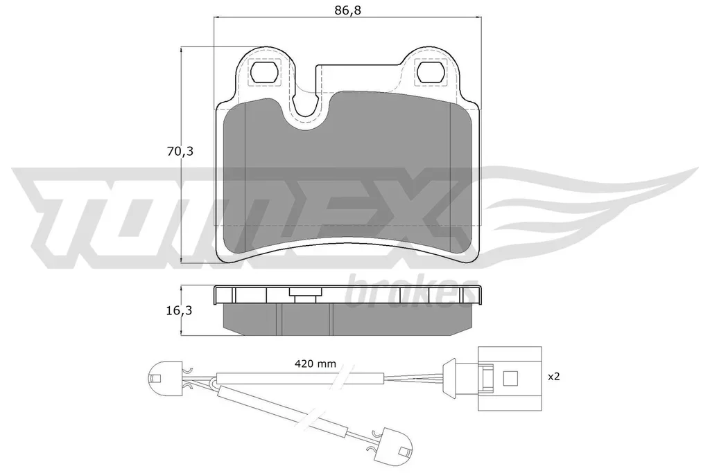 TX 16-21 TOMEX Brakes Комплект тормозных колодок, дисковый тормоз (фото 1)