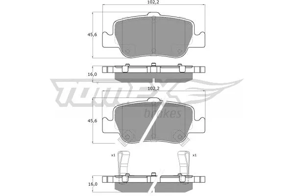 TX 16-29 TOMEX Brakes Комплект тормозных колодок, дисковый тормоз (фото 2)