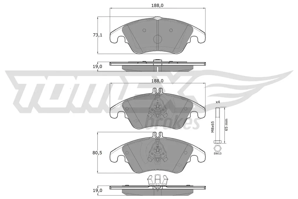 TX 16-31 TOMEX Brakes Комплект тормозных колодок, дисковый тормоз (фото 1)