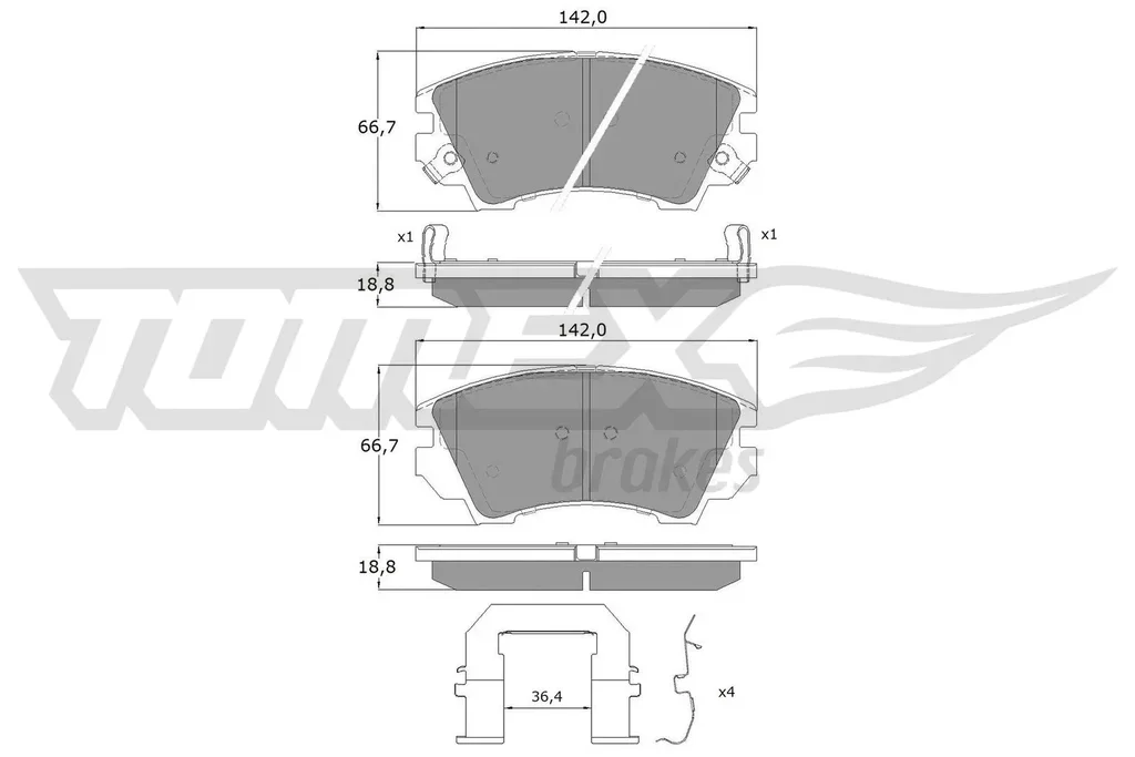 TX 16-34 TOMEX Brakes Комплект тормозных колодок, дисковый тормоз (фото 1)