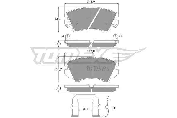 TX 16-34 TOMEX Brakes Комплект тормозных колодок, дисковый тормоз (фото 2)