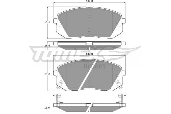 TX 16-44 TOMEX Brakes Комплект тормозных колодок, дисковый тормоз (фото 2)