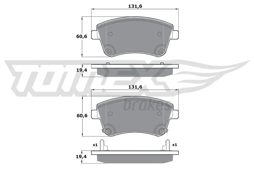 TX 16-53 TOMEX Brakes Комплект тормозных колодок, дисковый тормоз (фото 1)