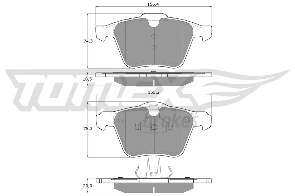 TX 16-64 TOMEX Brakes Комплект тормозных колодок, дисковый тормоз (фото 1)