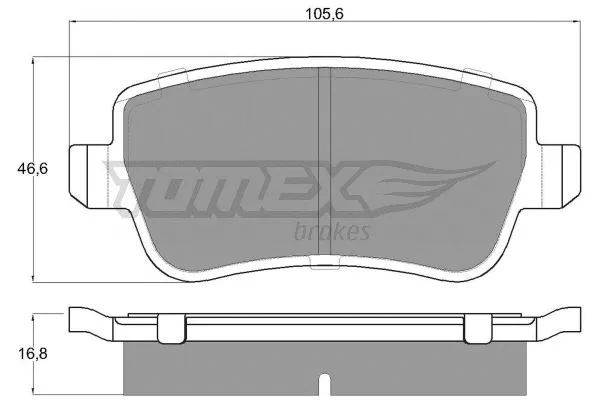 TX 16-74 TOMEX Brakes Комплект тормозных колодок, дисковый тормоз (фото 2)