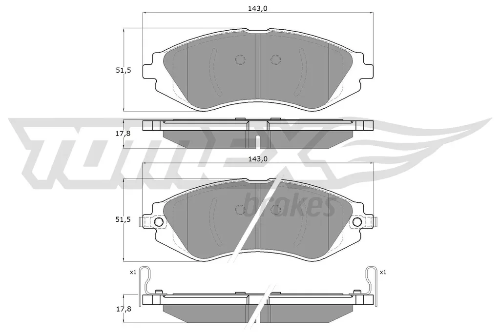 TX 16-76 TOMEX Brakes Комплект тормозных колодок, дисковый тормоз (фото 1)