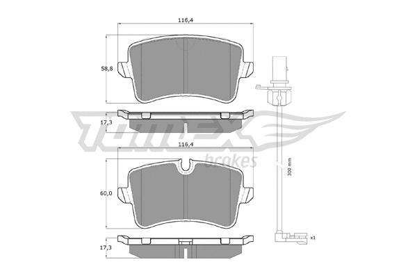 TX 16-81 TOMEX Brakes Комплект тормозных колодок, дисковый тормоз (фото 2)