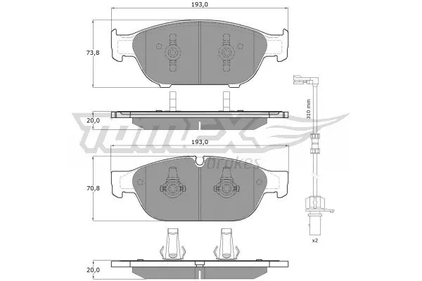 TX 16-83 TOMEX Brakes Комплект тормозных колодок, дисковый тормоз (фото 2)