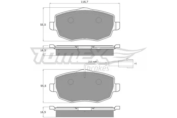 TX 16-89 TOMEX Brakes Комплект тормозных колодок, дисковый тормоз (фото 2)