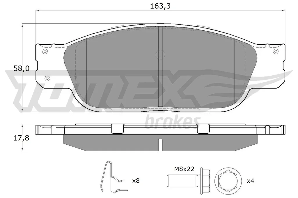 TX 16-92 TOMEX Brakes Комплект тормозных колодок, дисковый тормоз (фото 1)