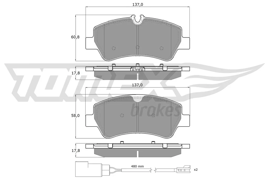 TX 16-961 TOMEX Brakes Комплект тормозных колодок, дисковый тормоз (фото 1)