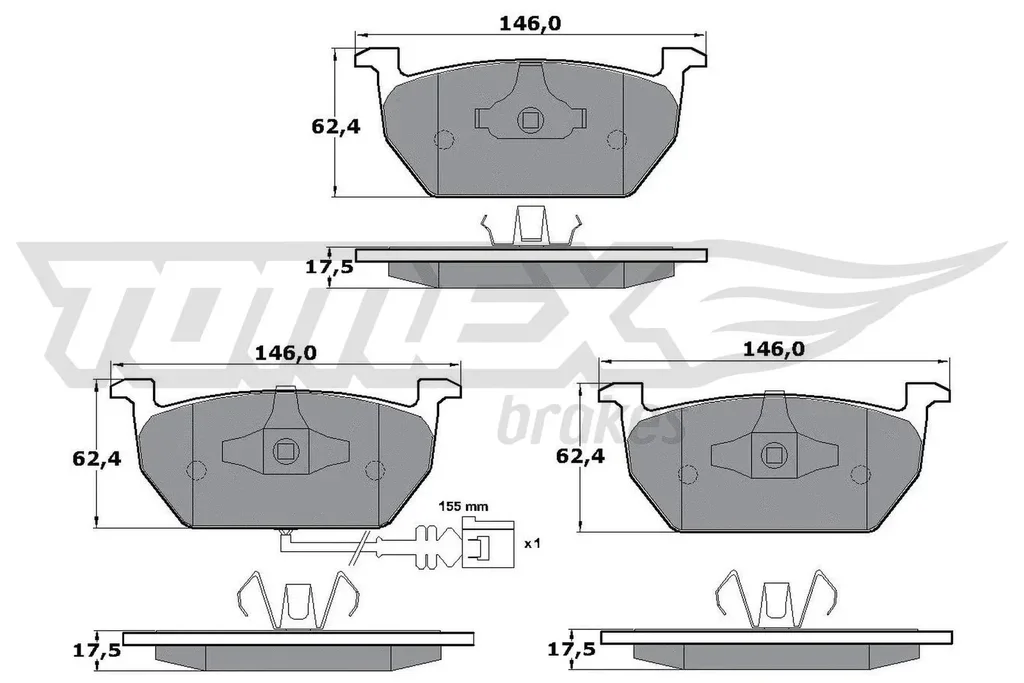 TX 17-03 TOMEX Brakes Комплект тормозных колодок, дисковый тормоз (фото 1)