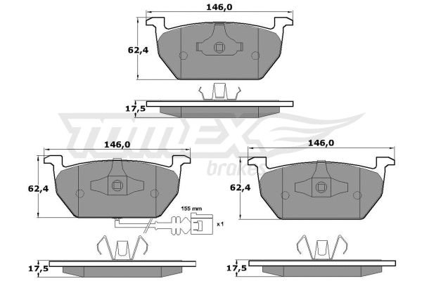TX 17-03 TOMEX Brakes Комплект тормозных колодок, дисковый тормоз (фото 2)