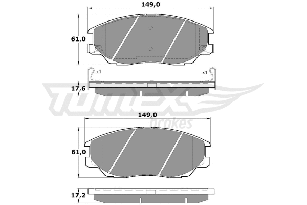 TX 17-09 TOMEX Brakes Комплект тормозных колодок, дисковый тормоз (фото 2)