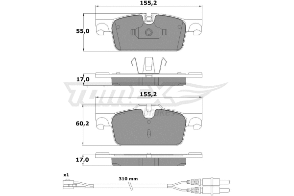 TX 17-31 TOMEX Brakes Комплект тормозных колодок, дисковый тормоз (фото 2)