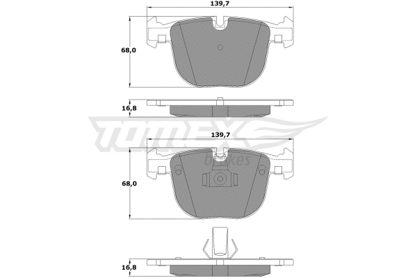 TX 17-38 TOMEX Brakes Комплект тормозных колодок, дисковый тормоз (фото 2)