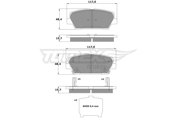 TX 17-45 TOMEX Brakes Комплект тормозных колодок, дисковый тормоз (фото 2)